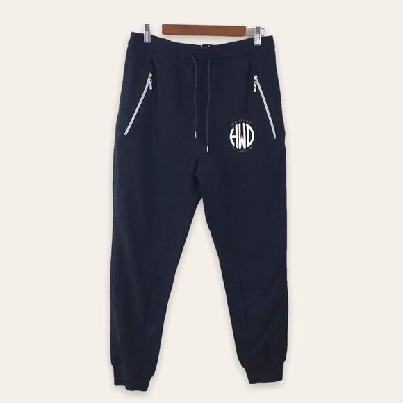 Halfway Dead HWD Men's L Logo Jogger Sweatpants Black Comfy Casual Loungewear - Picture 1 of 7